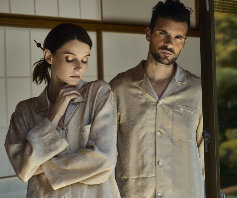 Image of Traditional Japanese jacquard set up pajamas